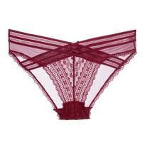 2020 French Lace Mesh Seamless Breathable Thong for Women S tamsiai raudona spalva