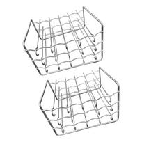 2 Set Stainless Steel Grill Rack for Air Fryers Oven Space Saving Multi Layer Design Uniform Cooking Perfect for Home Use gray