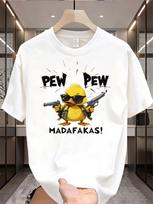 Unisex Vasariniai Medvilniniai Marškinėliai Šauni Antis Pew Pew Madafakas Spausdinimas Apvalia Kaklo Iškirpte Trumpomis Rankovėmis Laisvi Streetwear Kasdieninė Mada Viršutiniai Drabužiai 4XL gray