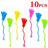 10/50Pcs Funny Sticky Hands Sensory Toy Palm Elastic Heart Foot Christmas Sticky Wall Climbing Squishy Toy For Kids Adult multi