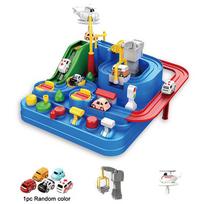 Racing Rail Car Model Educational Toys Children Track Adventure Game Brain Mechanical Interactive Train Animals Space Rocket Toy blue