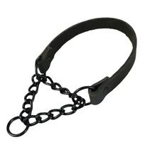 Genuine Leather Choker Necklace Slip Chain Collar for Dogs Adjustable No-pull Pet Dog Martingale Training Collar for All Breeds L (Neck 43-53cm)