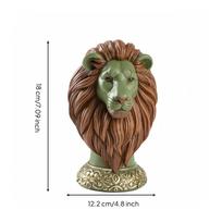 Majestic-Lion Figurine Compact Standing Form, Lion with Embossed Base, žalia