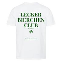 Lecker Bierchen Club - Medvilniniai marškinėliai, sukurti alaus mėgėjams, su apynių ir salyklo raštu, klasikinio kirpimo, minkšti ir patogūs 130 green