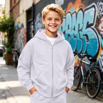 Kids Zip-Up Hoodie Sports Sweatshirt Jacket for Boys and Girls Casual Outdoor Wear 100 balta