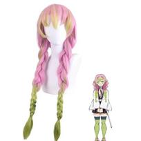 Japanese anime character Mitsuri Kanroji cosplay kimono wig set, sexy women's costume for adults and kids Halloween outfit 120CM pink