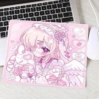 Pink Pixel Anime Girl Mouse Pad Large Square Computer Office Game Table Mats Rubber Anti-slip Laptop Mousepads Small Desk Pads 220x180x2mm gray