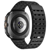 Minkštos silikoninės juostelės Sportinės pralaidžios orui laikrodžio apyrankės Magnetinė juosta Samsung Galaxy Watch Ultra 2 47mm 2025 For Galaxy Ultra47mm juoda
