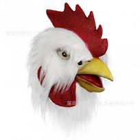 Helovino Juokinga Vištos Kaukė Ugnies Majamio Stiliaus Paukščio Snapas Galvos Apdangalas Šventė White Feather Rooster