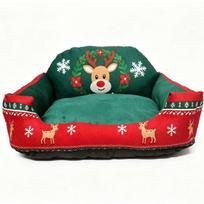Washable Christmas Pet Sofa Bed Christmas Tree Elk Design Warm Cat House Dog Nest Mat  Christmas Elk Style