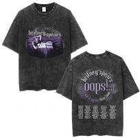 Free Britney Spears Graphic T-shirt Men Women Clothing Washed Vintage T-shirts Casual Cotton Short Sleeve Tee Shirt Streetwear XXL black