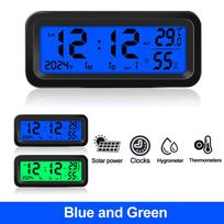 Automobilio LCD Termometras Laikrodis - Skaitmeninis Temperatūros Drėgmės Monitorius su 3 Spalvų Ekranu (Mėlyna/oranžinė/žalia) 1PC blue