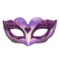 Pusės veido karnavalinė kaukė vaikams, mergaitėms, Venecijos karnavalo dizainai, blizganti Mardi Gras kaukė festivaliams, vakarėliams violetinė