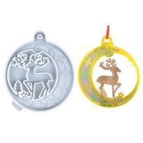Christmas Tree Ornament Mould Epoxy Resin Round Deer Hanging Pendant Mould Nonstick Silicone Mold for Jewelry Making 1 white