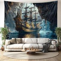 Tapestry pirate ship wall art large 75x100 juoda