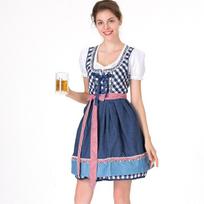 Elegant Women's Oktoberfest Plain Dress Costume Ideal For Halloween And Festivals L mėlyna