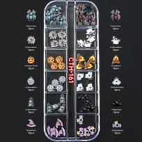 Halloween Cartoon Resin Nail Art Charms Set: Ghosts, Spiders, Little Devils - Cute & Funny Decor. gray