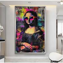 Mosa Lisa Pop Art Canvas Painting Colorful Mona Lisa Art Prints Funny Toilet Paper Holder Poster Modern Pop Art Graffiti Decor 30X40CM No Framed