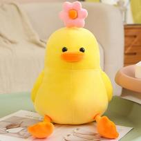 Miela minkšta gėlės anties lėlė pliušinis žaislas balto ančiuko lėlė vaikų kompanijonė raminanti skudurinė lėlė 35cm（0.25kg） geltona