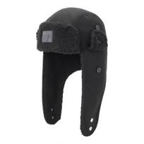 NEW ERA Trapper Woven Patch Pilot Cap Boa Fleece Black XL Warm Winter Hat Unisex juoda