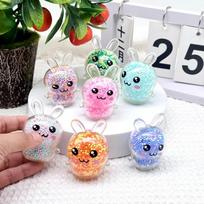 6PCS Squishy Bunny Stress Balls with Light Stress Relief Toy Girls Kids Fidget Toys Colorful Rabbit for Easter Basket Stuffers white