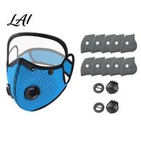 Heavy-duty Dust Mask Cycling Face with Filter & Breathing Valve Reusable Carbon Adjustable Goggles Lightweight Protection Shield for Outdoor šviesiai mėlyna spalva