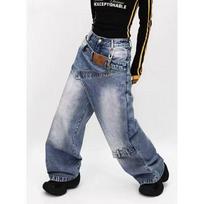 Women's Baggy Jean American Retro Denim Pants Y2k Design High Street Wide Fit Goblin Core Cowboy Japanese Harajuku Long Trousers XXL mėlyna