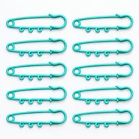 10 Pcs 6cm Size Safety Pins 3 Loops Clothes Pins Multi-purpose Brooch Pins  for Zinc Alloy blue