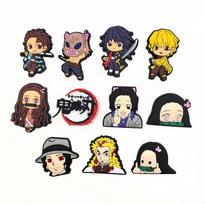 11-20Pcs/Set Anime Demon Slayer Cartoon Kamado Nezuko Tanjiro Figures Diy Decorative Buckles For Sandals Accessories Gift black