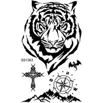 Cross Cool Totem Temporary Tattoo Sticker - Water Transfer for Back of Hand 9.8x5.8cm