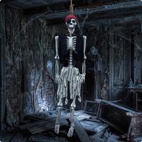 Skeleton with Pirate Costume Spooky Attire Reusable black