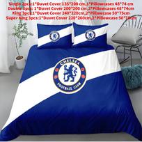 Chelsea Futbolo Gerbėjo Dovana Antklodės Užvalkalų Rinkinys Su Minkštu Poliesteriu Dvigulei Lovai Miegamojo Dekoras Single(135x200cm) blue