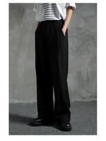 Men's Pleated Wide Leg Pants with Side Stitching Detail Solid Color Casual Trousers M juoda