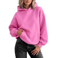 Women's Loose Fit Pullover Sweatshirt, Long Sleeve Casual Top for Everyday Casual Wear S rožinė