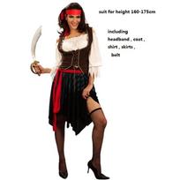 Piratų kostiumai moterims vyrams suaugusiems Helovinas vyriškas kapitono Džeko Sparou kostiumas Karibų piratai Cosplay drabužių rinkinys One Size black