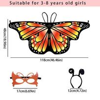 Pixie Cloak Fairy Shawl Colorful Kids Costume Butterfly Butterfly Wings Cape  Party Style 13 red
