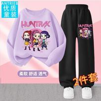 Kpop Demon Hunters Children Pajamas Suit Autumn Anime Comfortable Home Wear Cartoon Girls Tops Pants Ice Silk Set Thin Nightwear 120