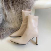 Madingi aukštakulniai moteriški siauri aulinukai Madingi elegantiški smailianosiai trumpi aulinukai Pavasario rudens moteriški gatvės stiliaus batai 36 gray