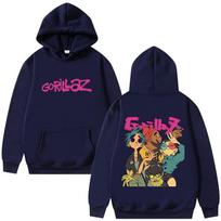 Gorillaz Hoody Vyrams Moterims Hip Hop Mada Perdydu Dydžio Fleece Hoody Vyriškas Gotikinis Roko Alternatyvus Hoody 3XL black