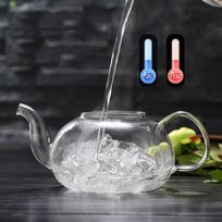 High borosilicate glass teapot stainless steel liner filter tea kettle Kung Fu tea set 600ml household teapot Diameter 7.4cm, height 10.5cm gray