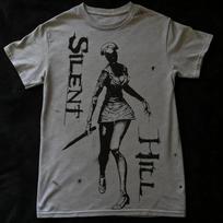 2026 Release Silent Hill Psychological Horror Nurse Silhouette HighQuality Comfortable Casual Mens Roundneck Printed Tee 4XL gray