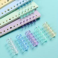 30pcs PET Plastic Binder Rings - 5-Hole DIY Loose-Leaf Ring Binders,Segmented Removable Book Rings for Office and School Supplie blue