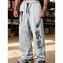 Trendy Men's Multifunctional Solid Color Drawstring Loose Casual Sports Pants Suitable for Outdoor and Home Wear in Spring and Autumn XL pilka