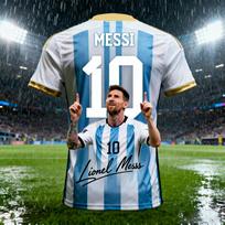 Summer Adult Messi #10 AI Design Men's Football Jersey T-Shirt Outdoor Daily Sport Shirt Quick-Dry Breathable Top XL white