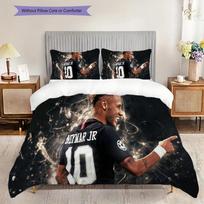 Football Legend Neymar Jr Bedding (1 * duvet cover + 2 * pillowcase, without core) 2D Flat Christmas birthday gift Soft and comfortable Bedding set 135x200cm