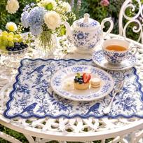 4 PCS Retro Blue and White Porcelain Flower Wave Edge Meal Mat Insulation, Washable, Non slip Table Mat Kitchen Home Decor 4PCS gray