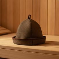 Wool Felt Sauna Hat Heat-Insulating Headwear Breathable for Steam Bath brown