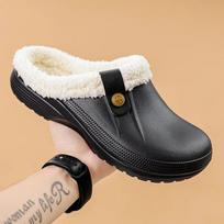 Mule Waterproof Clogs Men Slippers Winter Warm Unisex Fur Slippers House Room Slippers Trend Indoor Floor Shoes Slides For Women 35-36 white