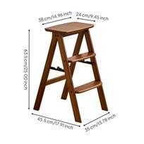 Folding Step Stool Foldable Wooden Space-Saving Ladder for brown