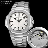 LGXIGE prabangus vyriškas „Nautilus“ laikrodis su automatiniu „MIYOTA 8215“ mechanizmu balta